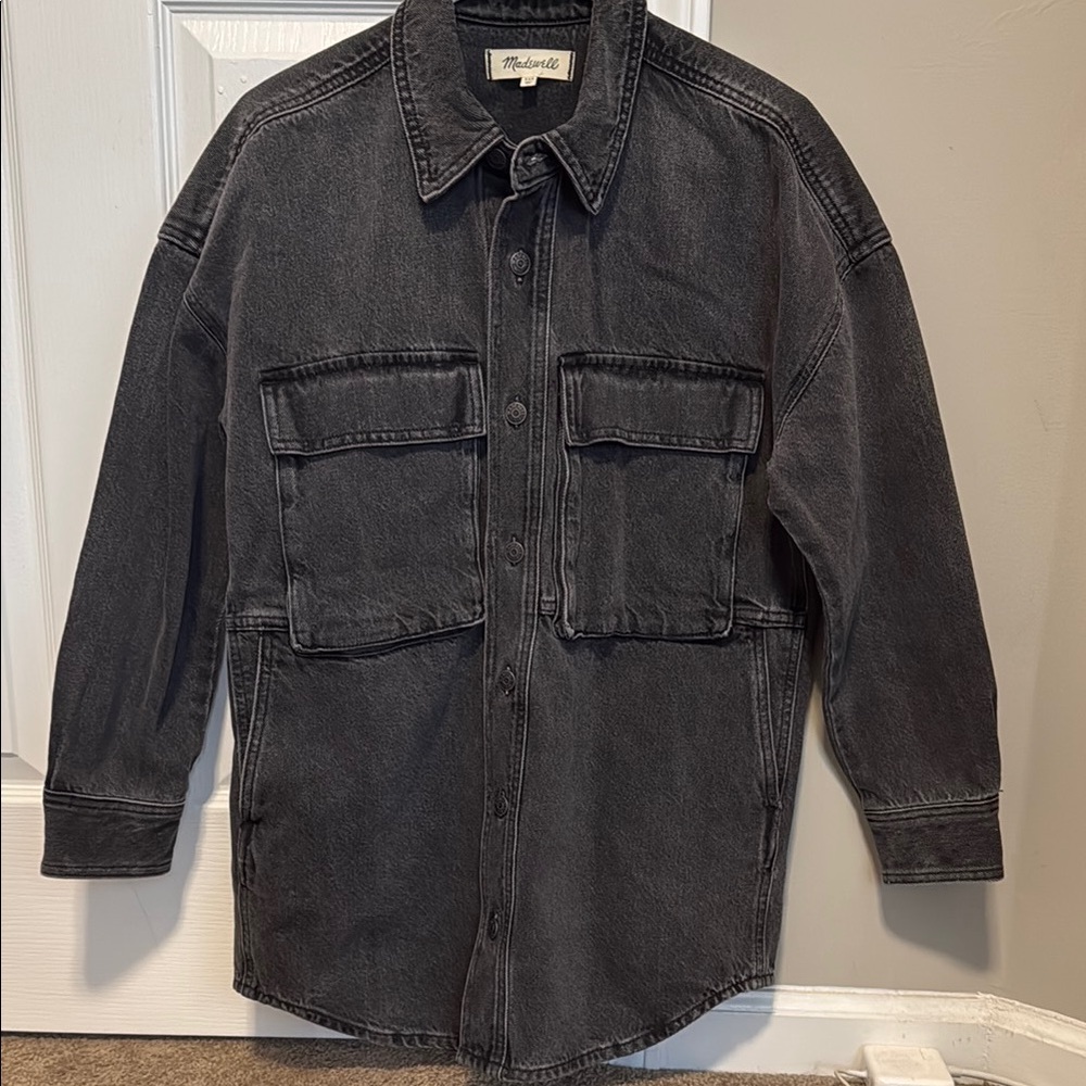 Madewell Black Denim Button Front Shacket XXS